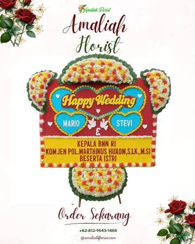 Karangan Papan Bunga Pernikahan di Kandangtepus